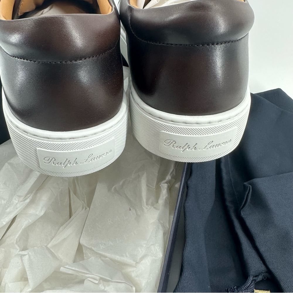 NEW Ralph Lauren Purple Label Severn Burnished Calfskin leather brown men shoes - Picture 8 of 10
